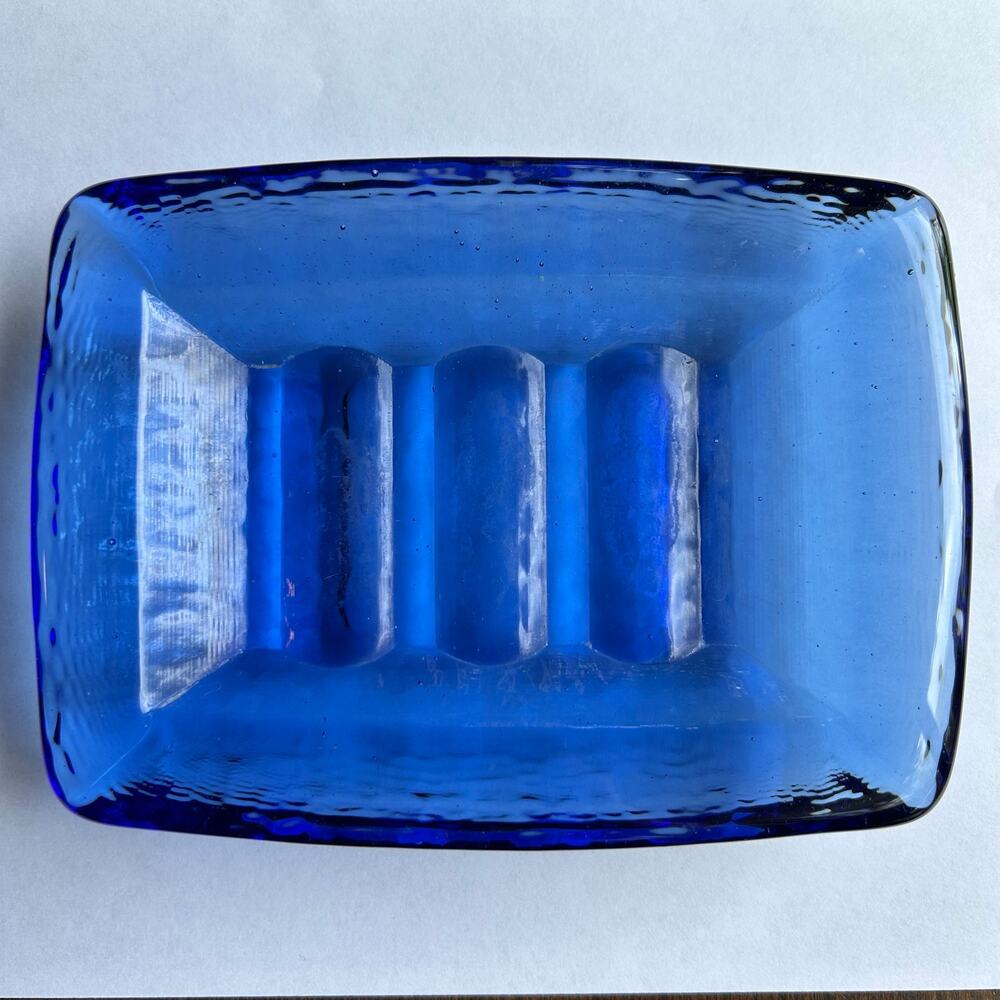 Fire and Light Cobalt Blue Soap dish recycled glass